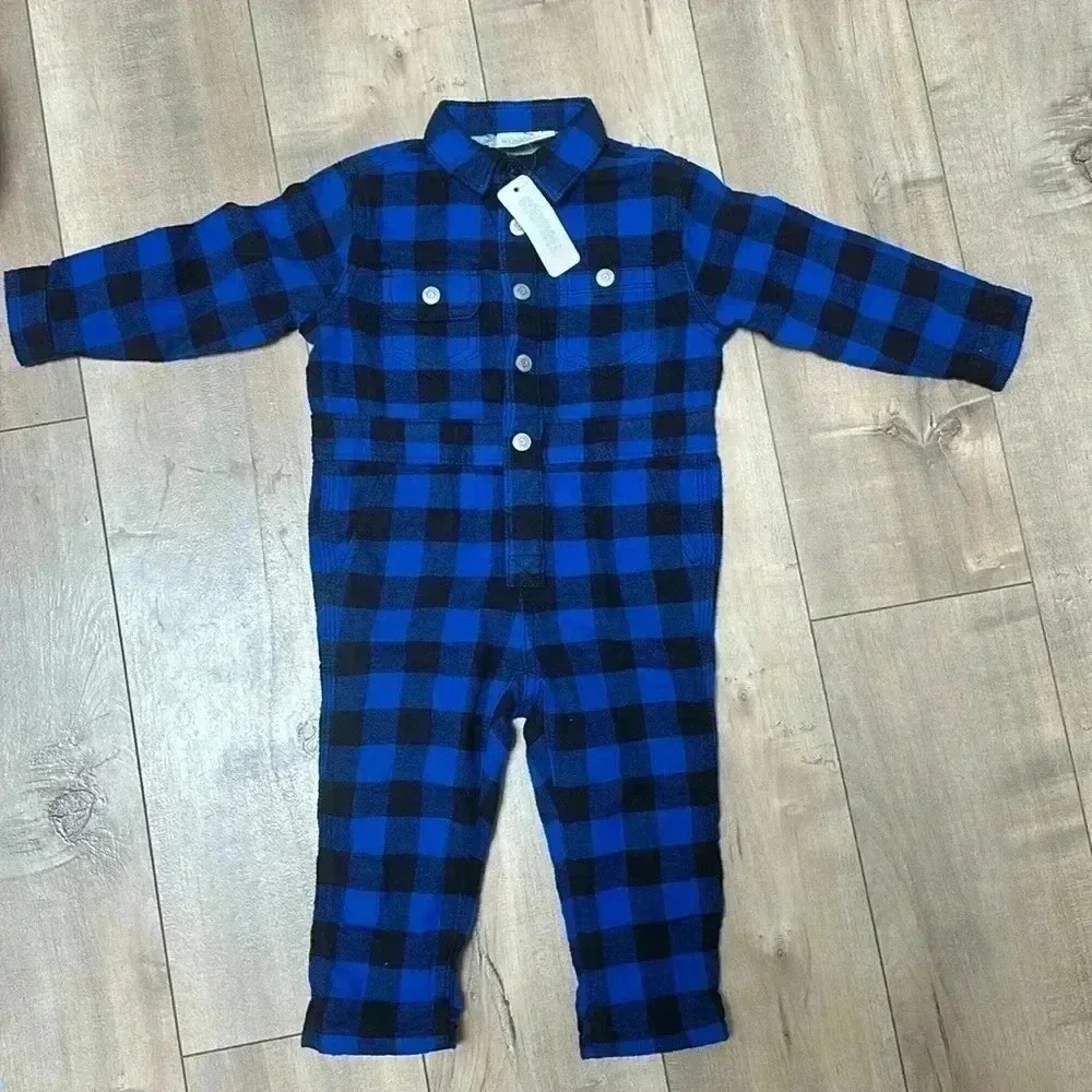 NWT Gymboree Buffalo Check 1-Piece Suit Baby Sz 18-24 Months Snap Buttons